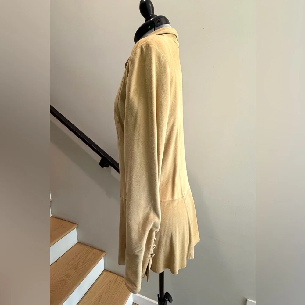 Krizia VTG Sheepskin Suede Button-Front Jacket, tan, IT40 but modern XS, EUC - Picture 7 of 15